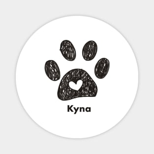 Kyna name made of hand drawn paw prints Magnet